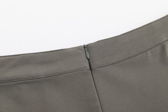 Piped Paneled Skirt - Green Moss