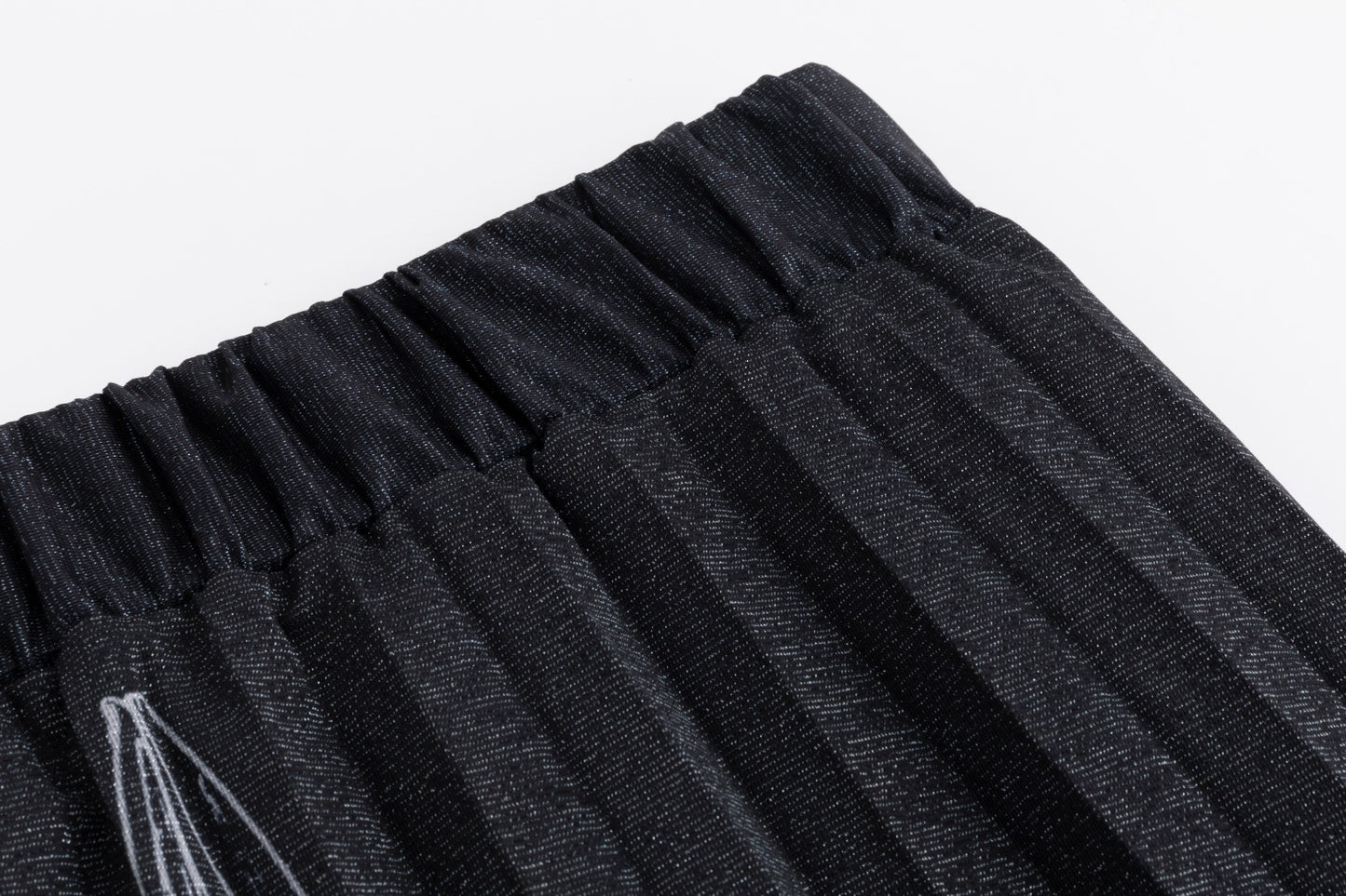 Black Shimmery Flower Pleated Skirt