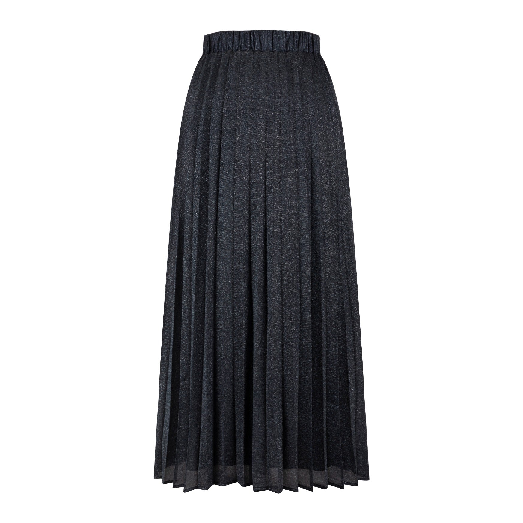 Black Shimmery Flower Pleated Skirt