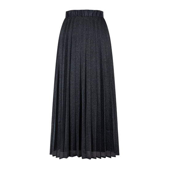 Black Shimmery Flower Pleated Skirt