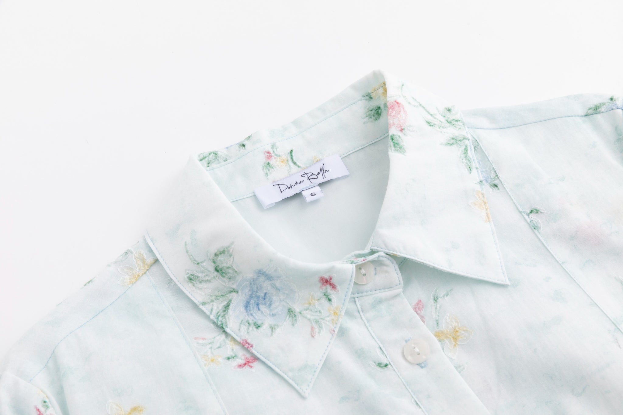 Baby Blue Multicolor Embroidered Waist Tie Dress