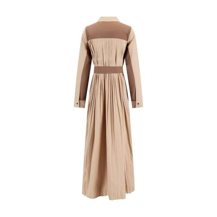 Tan And Brown Cotton Dress