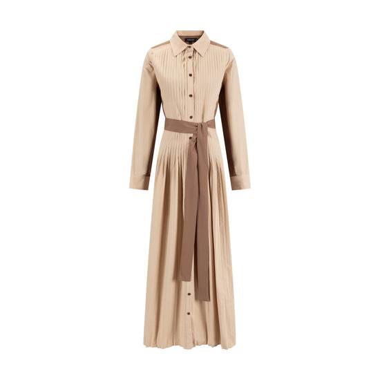 Tan And Brown Cotton Dress