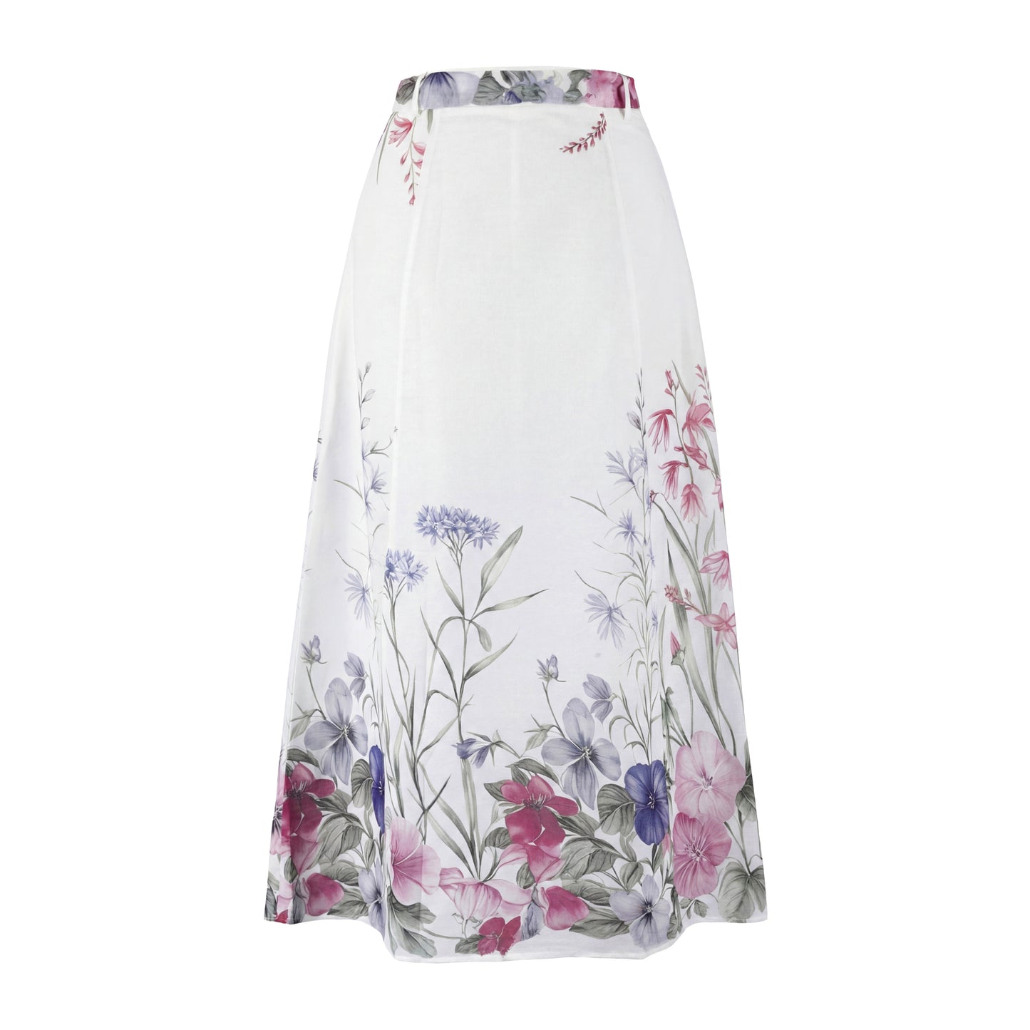 Pink Floral Linen Skirt