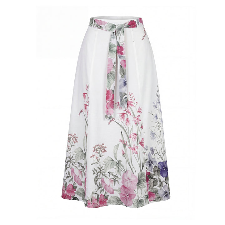 Pink Floral Linen Skirt
