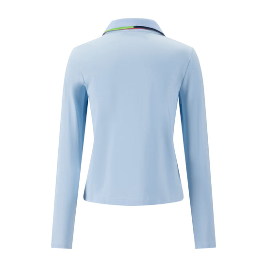 Blue Polo With Multi Color Collar Detail