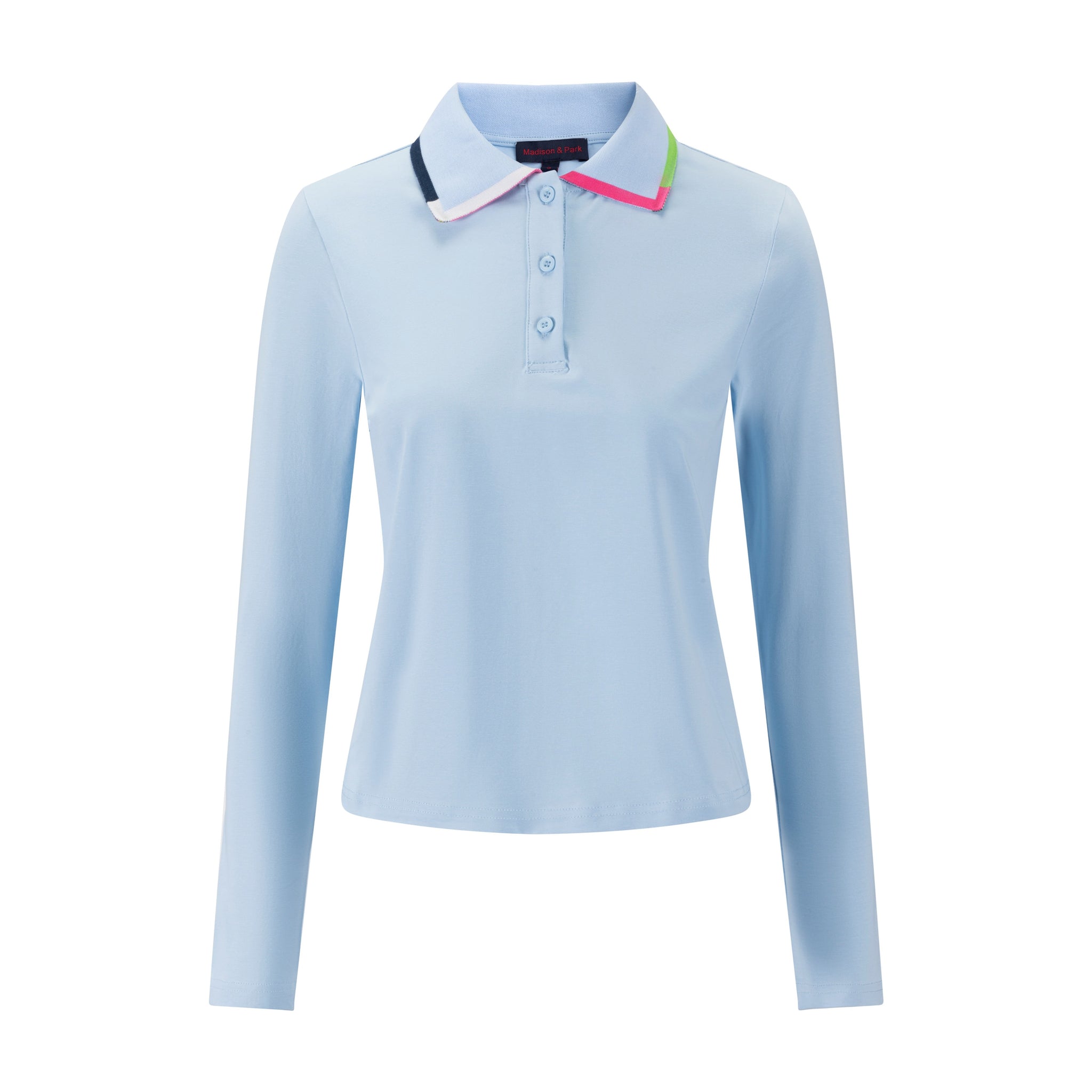 Blue Polo With Multi Color Collar Detail