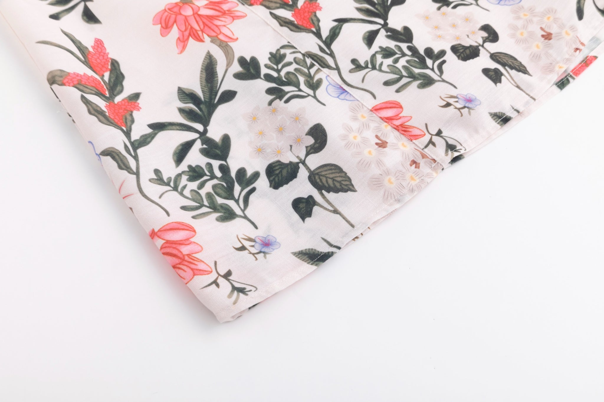 Floral Print Cream Skirt With Belt