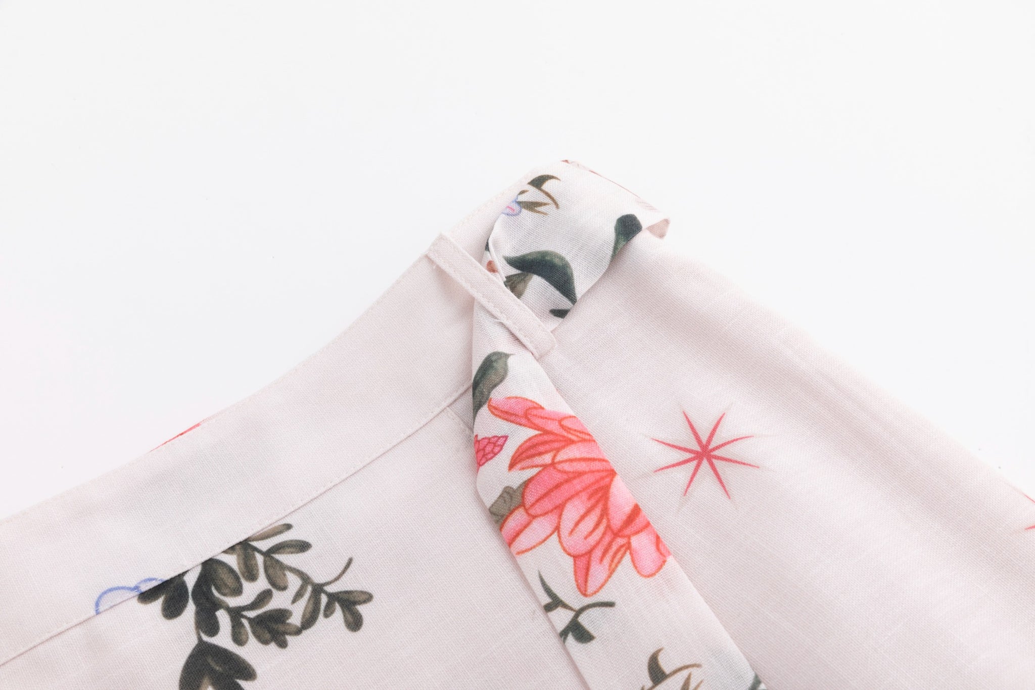 Floral Print Cream Skirt With Belt