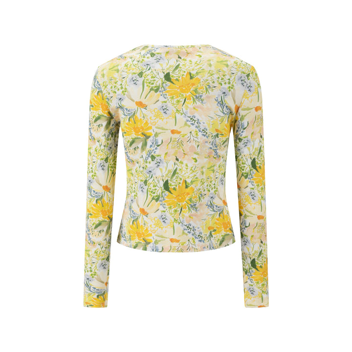 Yellow And Green Floral Print Top