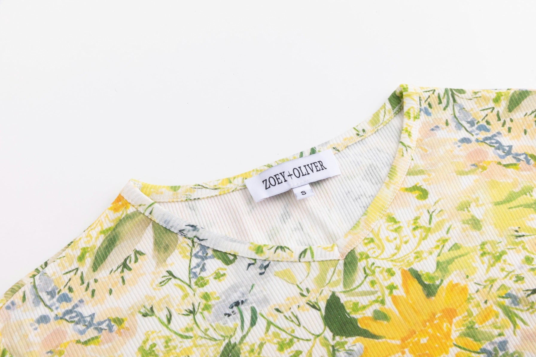 Yellow And Green Floral Print Top