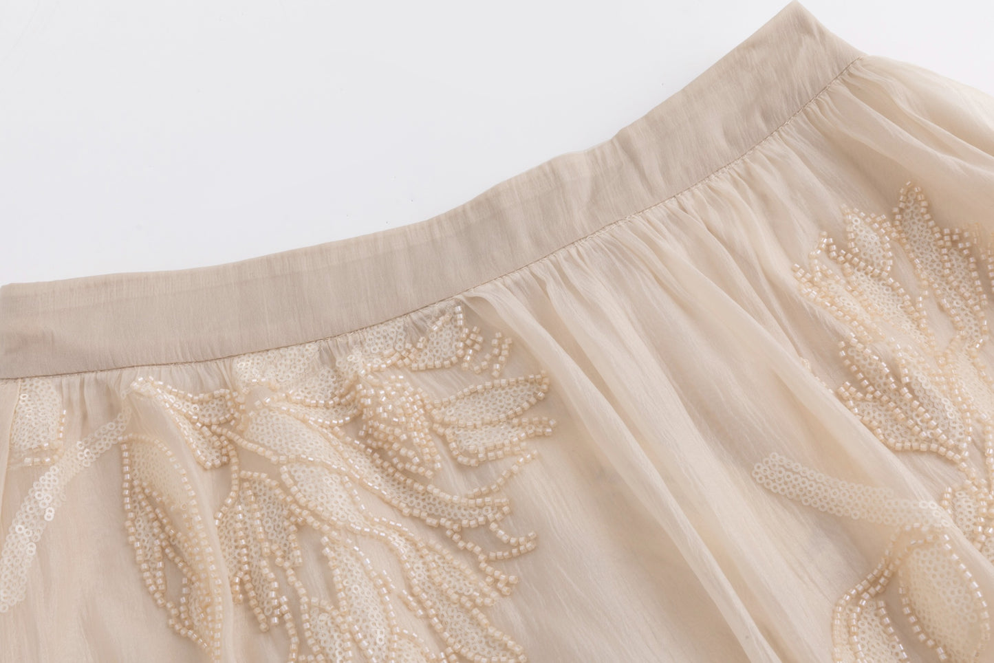 Beige Beaded Detailed Skirt