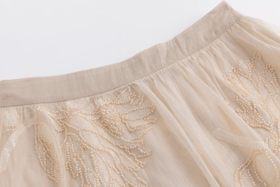Beige Beaded Detailed Skirt