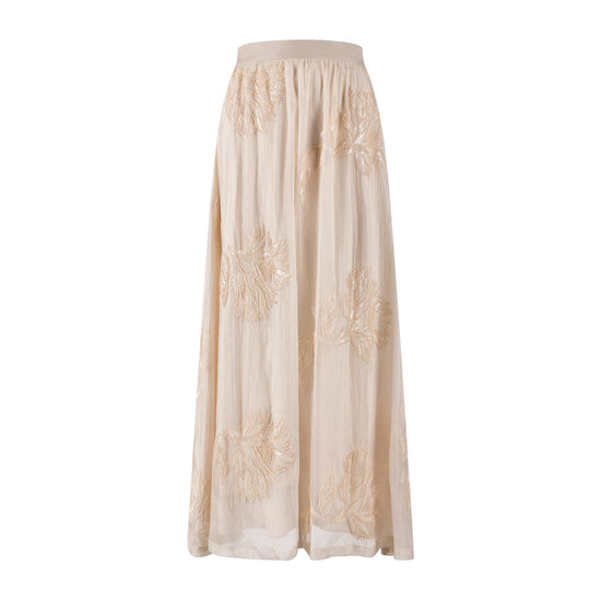 Beige Beaded Detailed Skirt