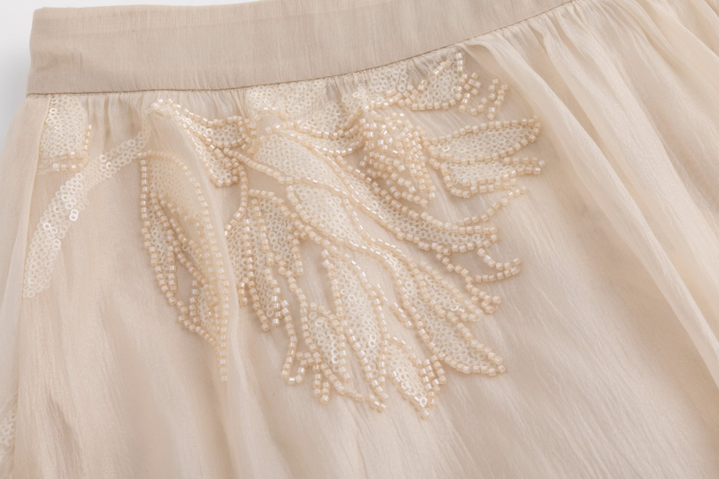 Beige Beaded Detailed Skirt