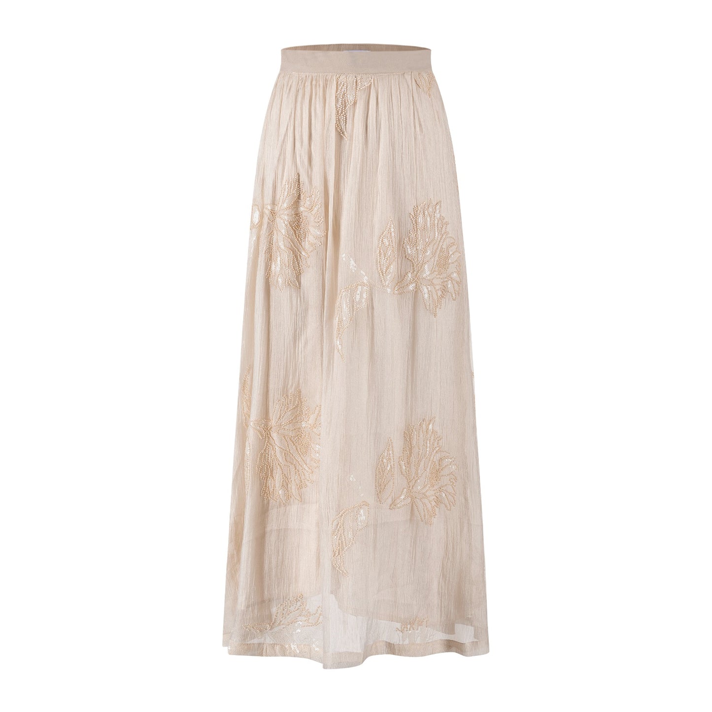 Beige Beaded Detailed Skirt