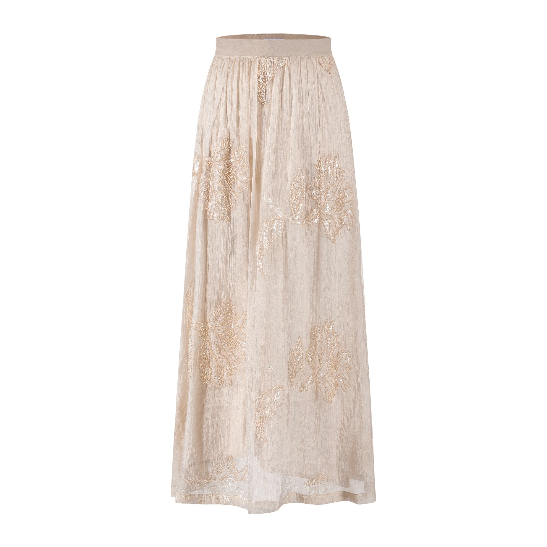 Beige Beaded Detailed Skirt