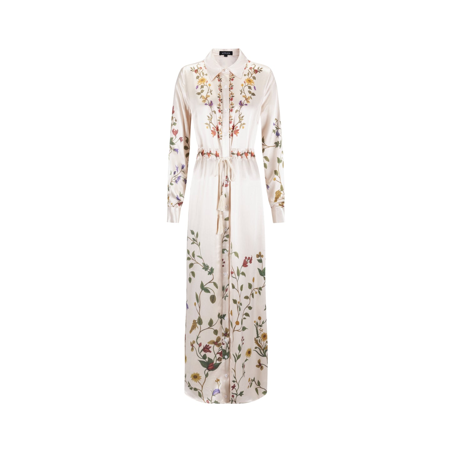 Floral Satin Drawstring Dress
