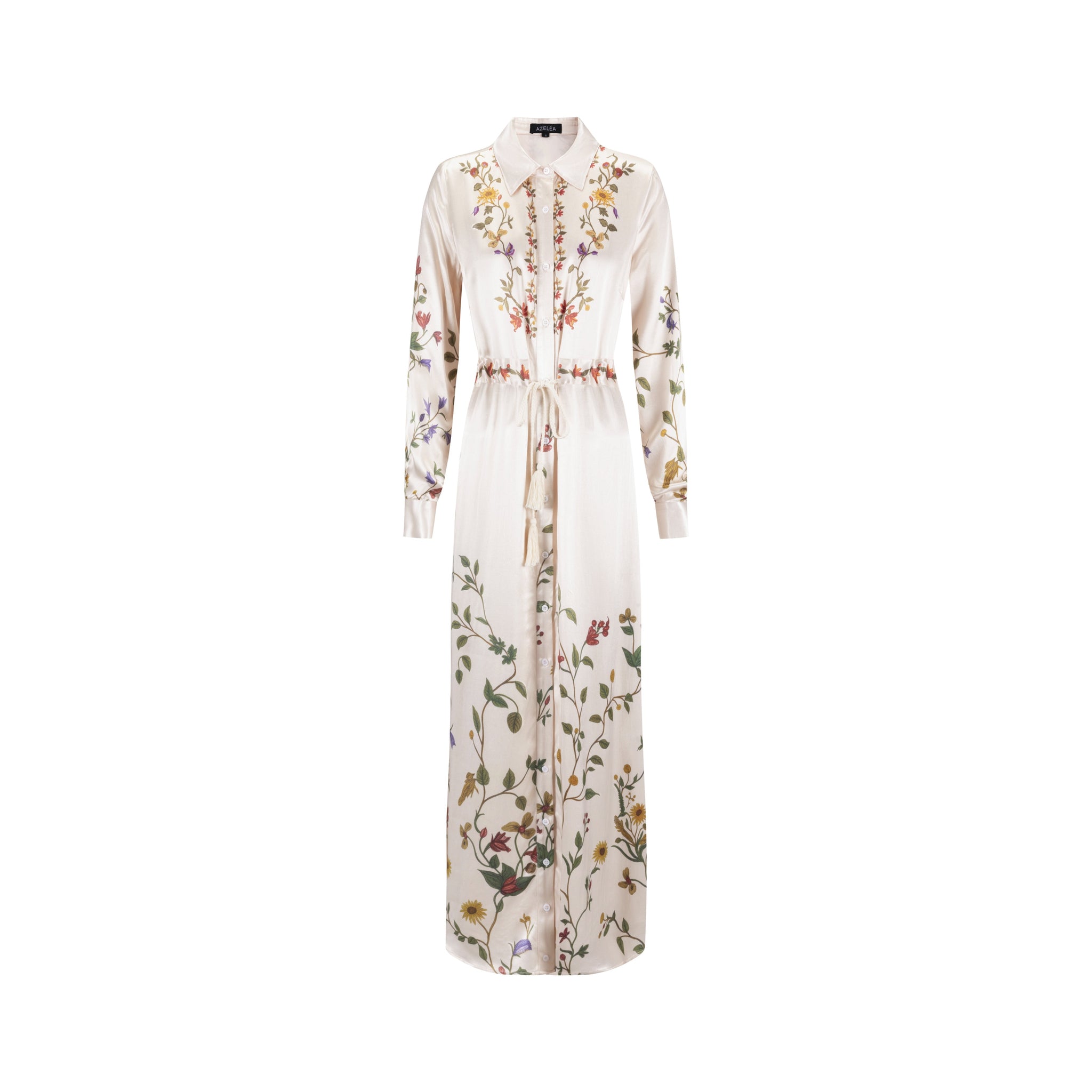 Floral Satin Drawstring Dress