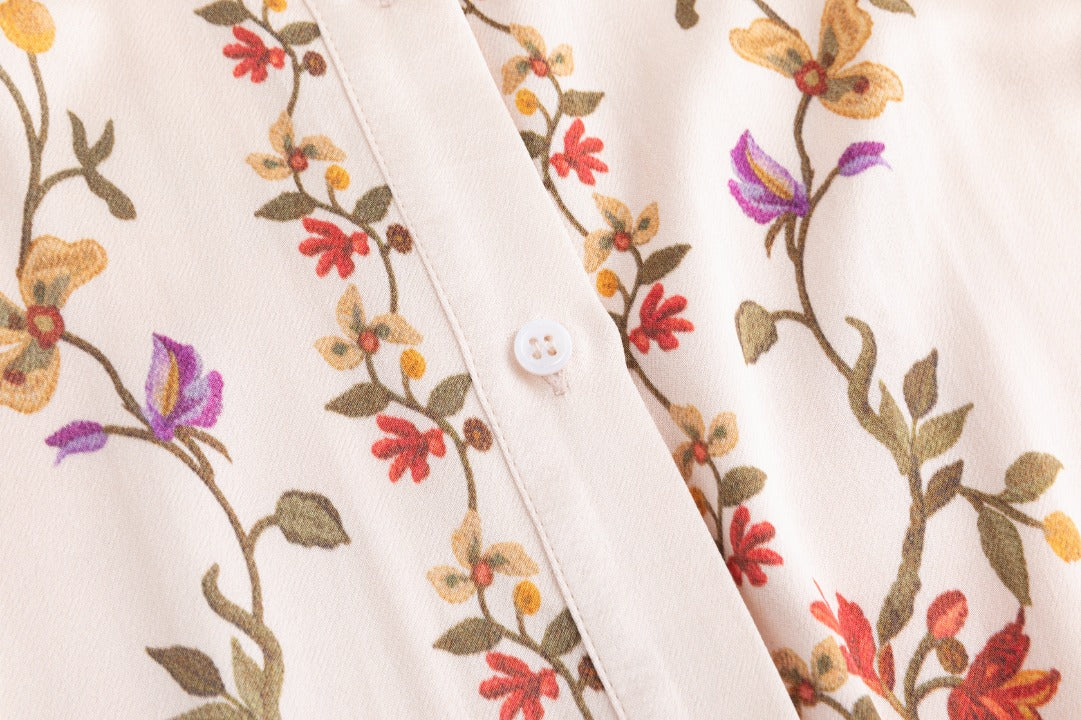 Floral Satin Drawstring Dress