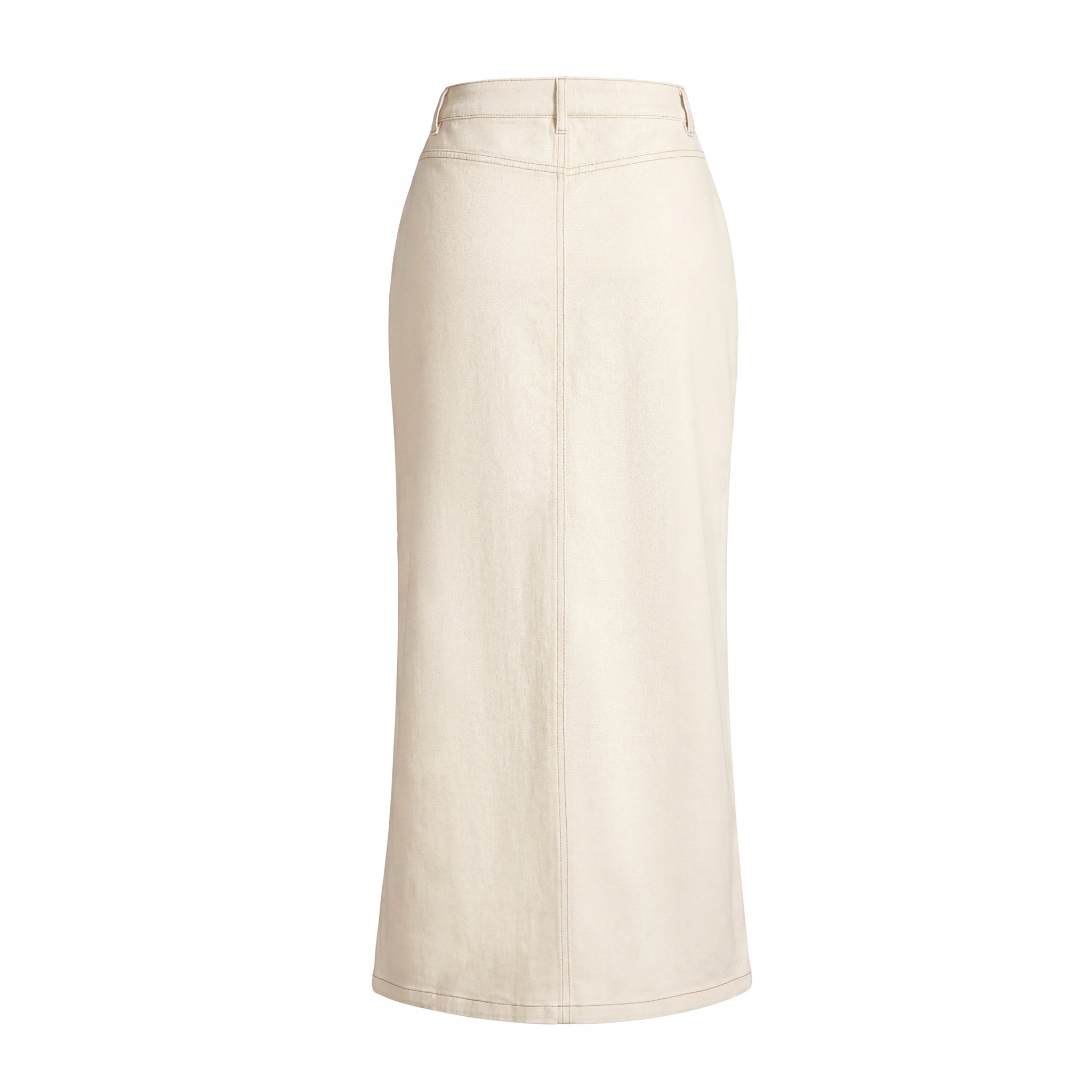 Contrast Stitch Denim Skirt - Ivory