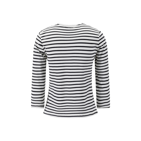 Lemon Embroidery Striped White Top