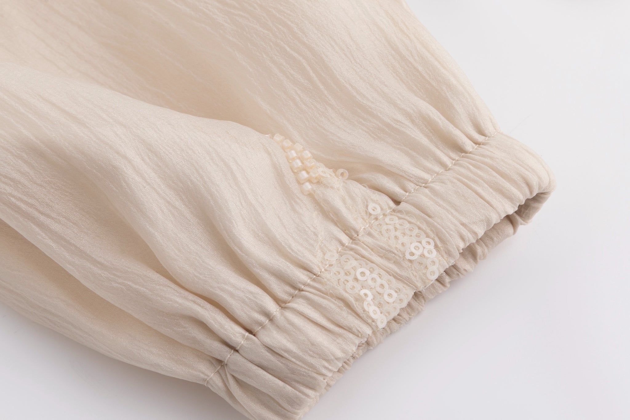 Beige Beaded Detailed Blouse