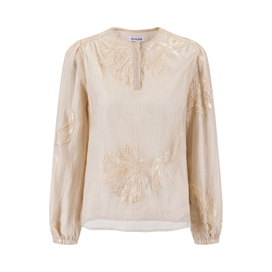 Beige Beaded Detailed Blouse