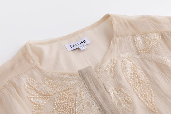 Beige Beaded Detailed Blouse