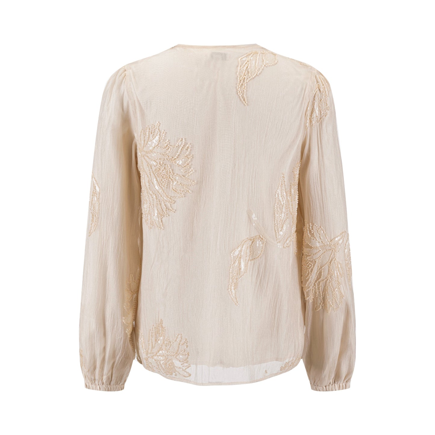 Beige Beaded Detailed Blouse