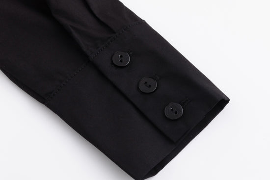 3D Flower Pleated Shirt - Black