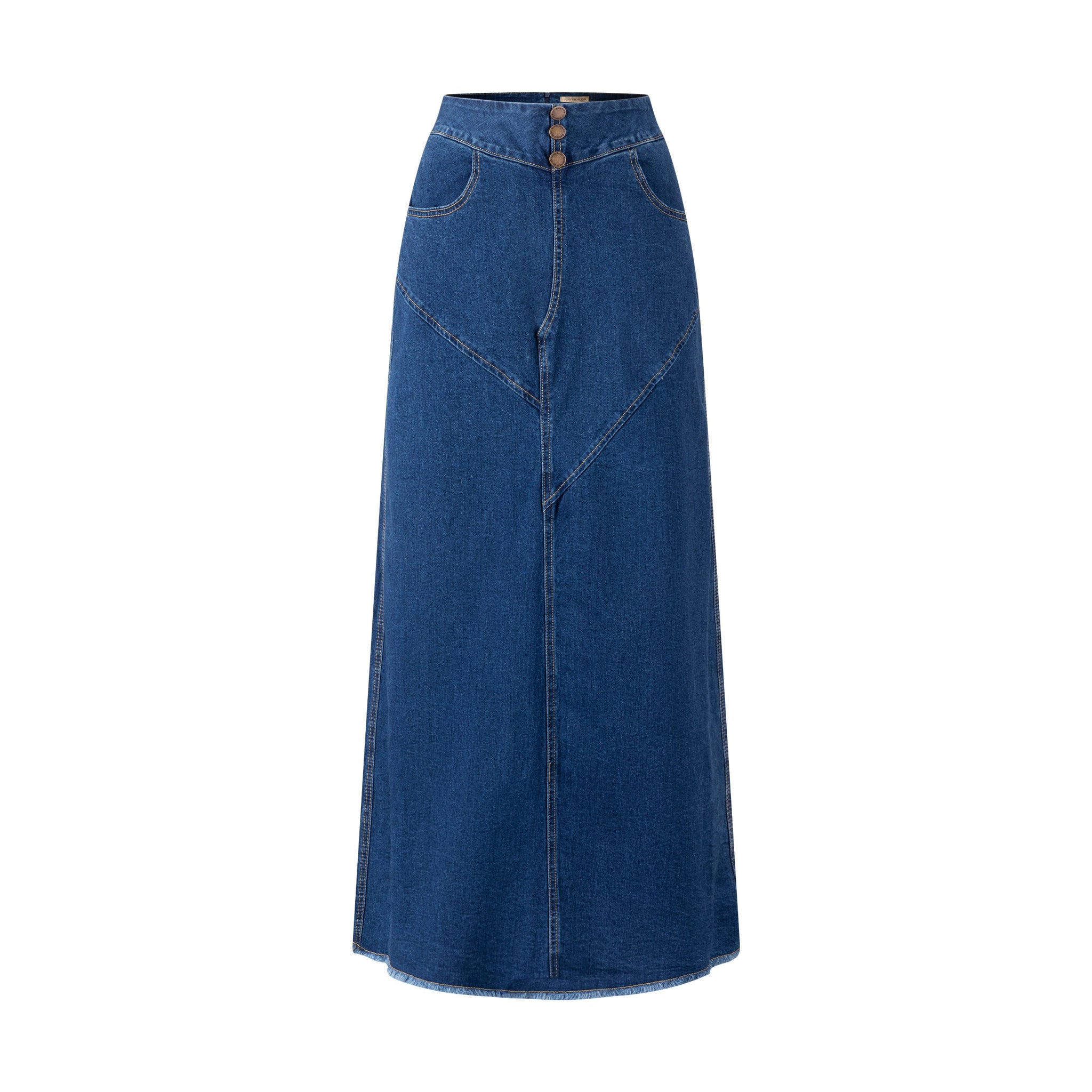 3 Button Denim Skirt- Blue Denim
