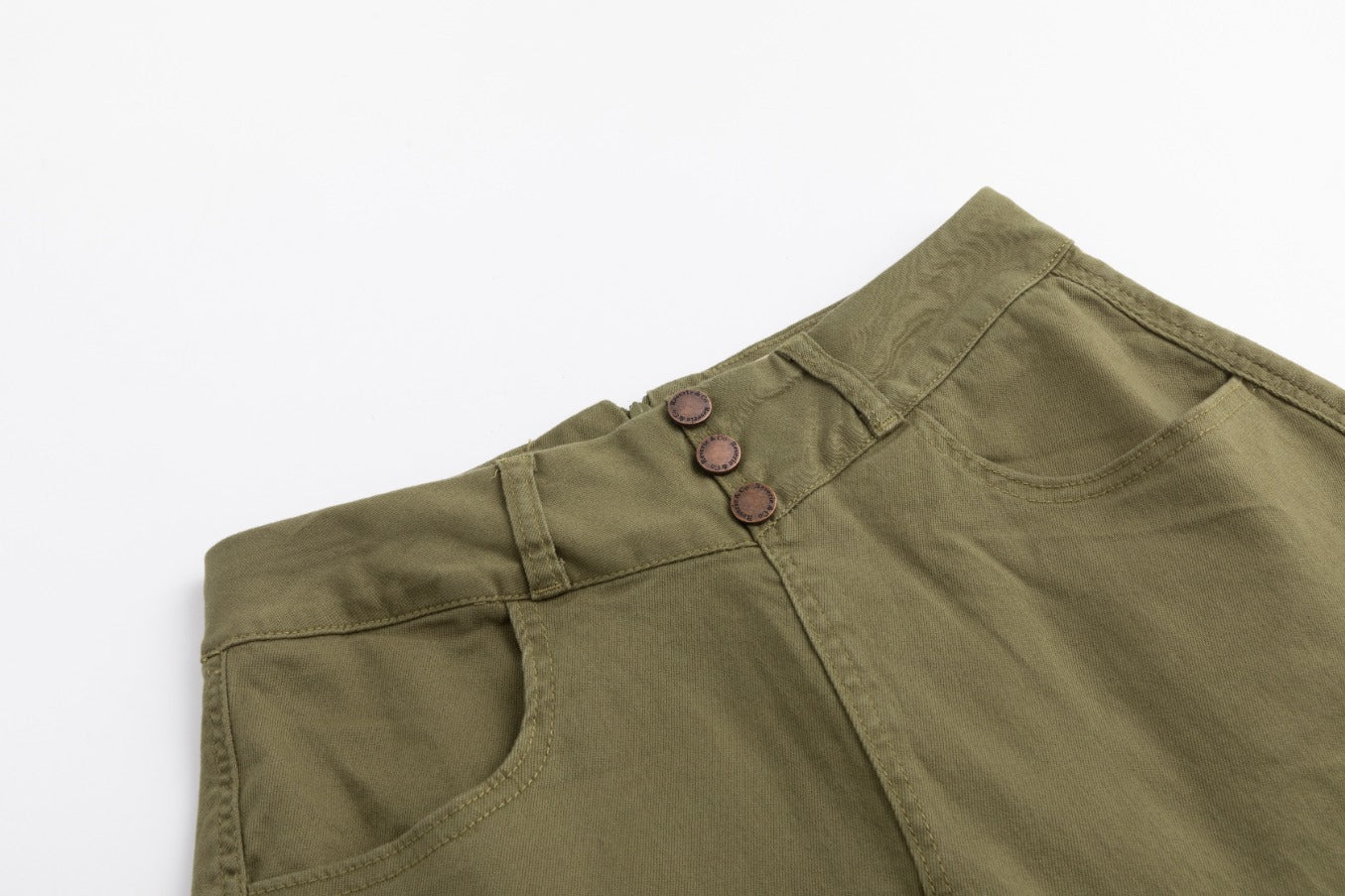 3 Button Denim Skirt - Green Moss