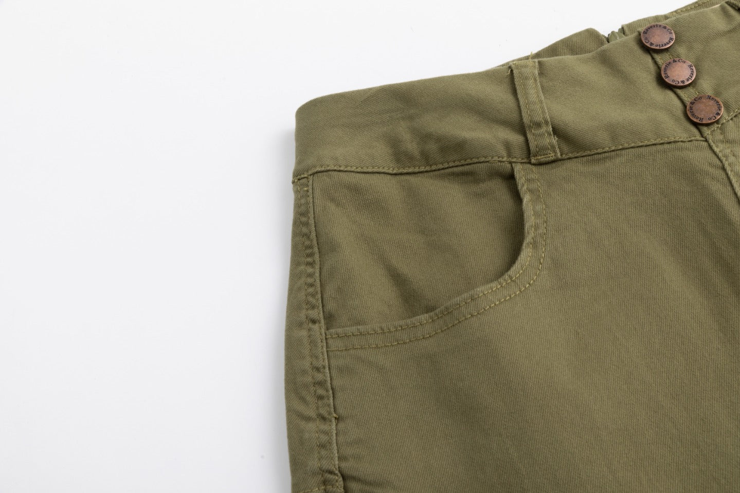 3 Button Denim Skirt - Green Moss