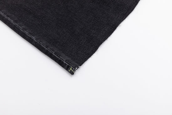 Neon Stitching Denim Skirt - Black