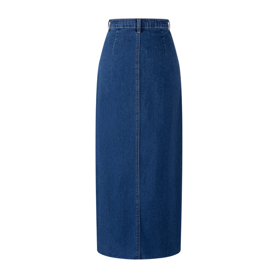 Neon Stitching Denim Skirt - Blue