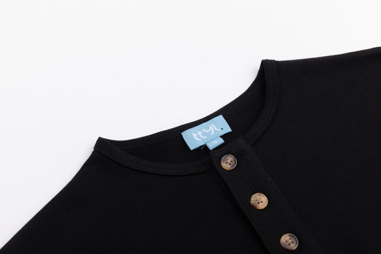 Basic Placket Dolman - Black