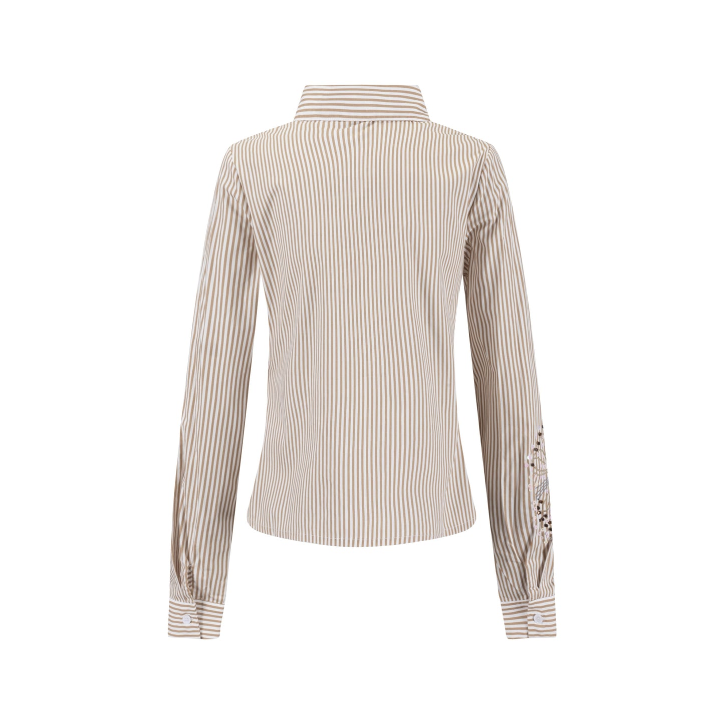 Embellished Pinstripe Blouse - Fawn