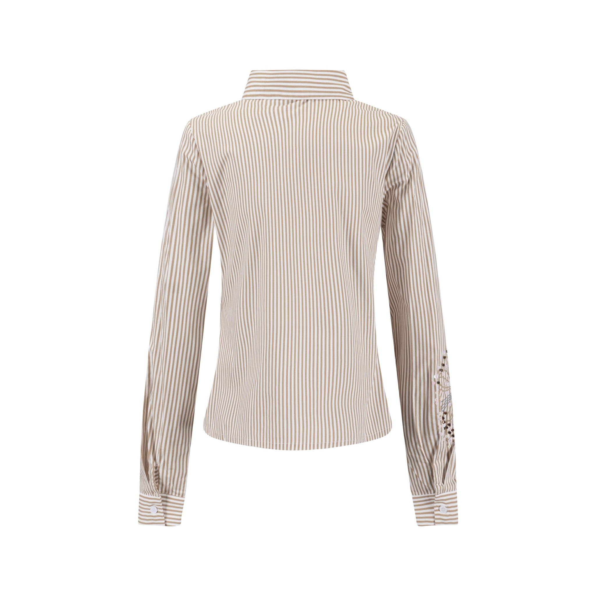 Embellished Pinstripe Blouse - Fawn