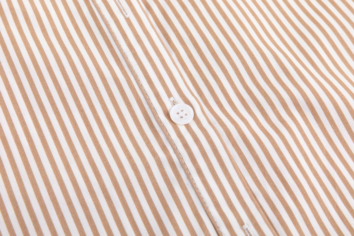 Embellished Pinstripe Blouse - Fawn