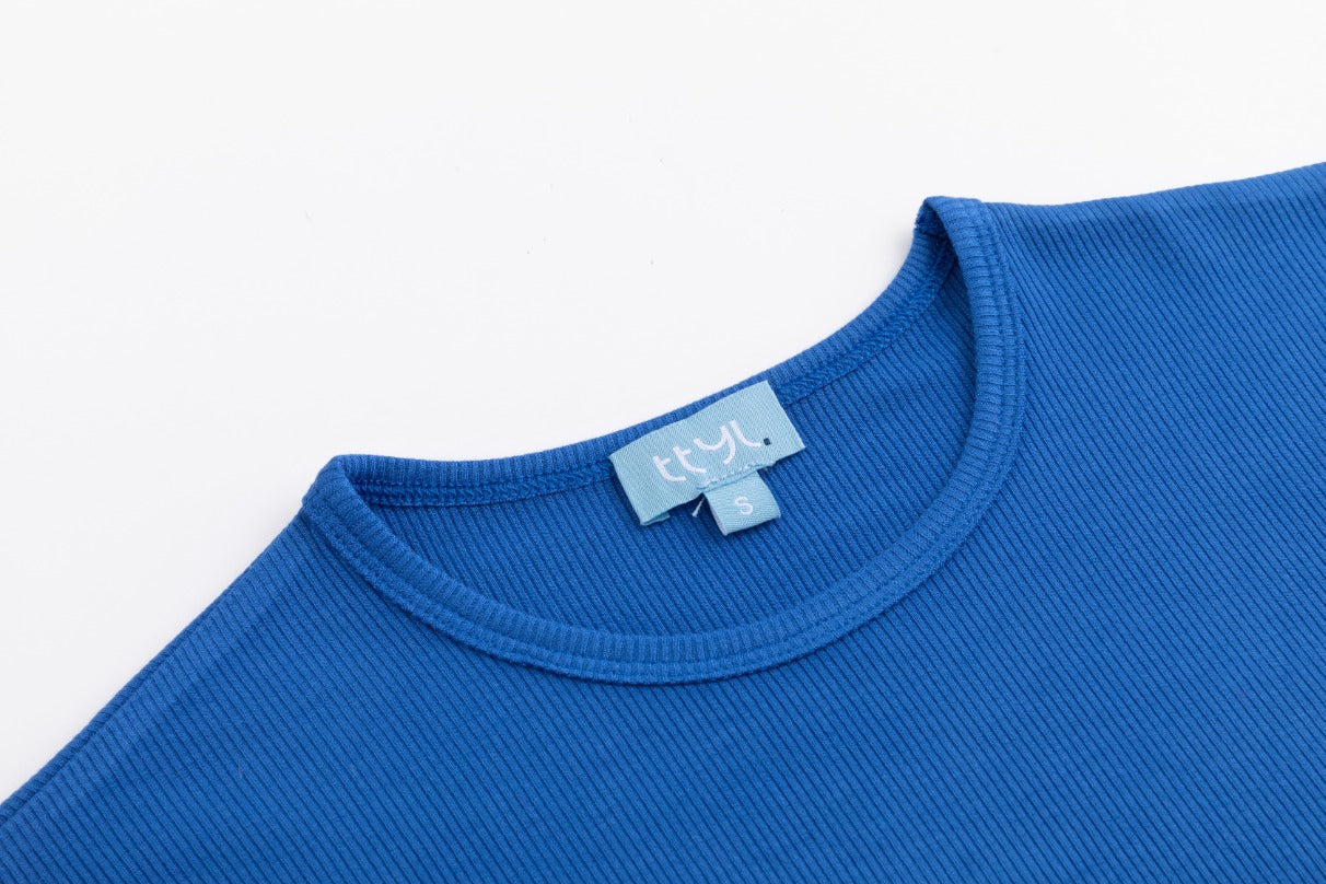 Basic Ribbed Tee - Blueberry