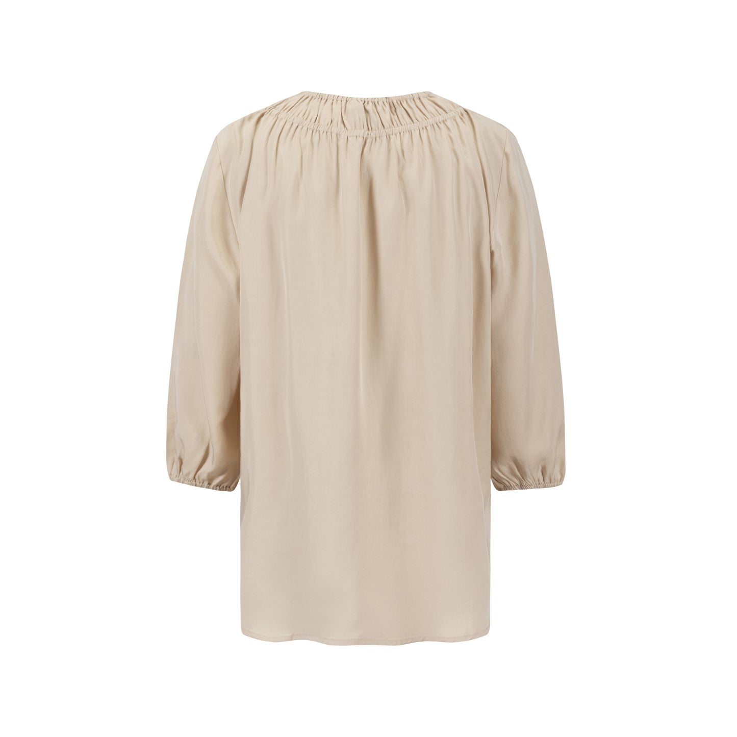 Drawstring Neckline Top- Parchment