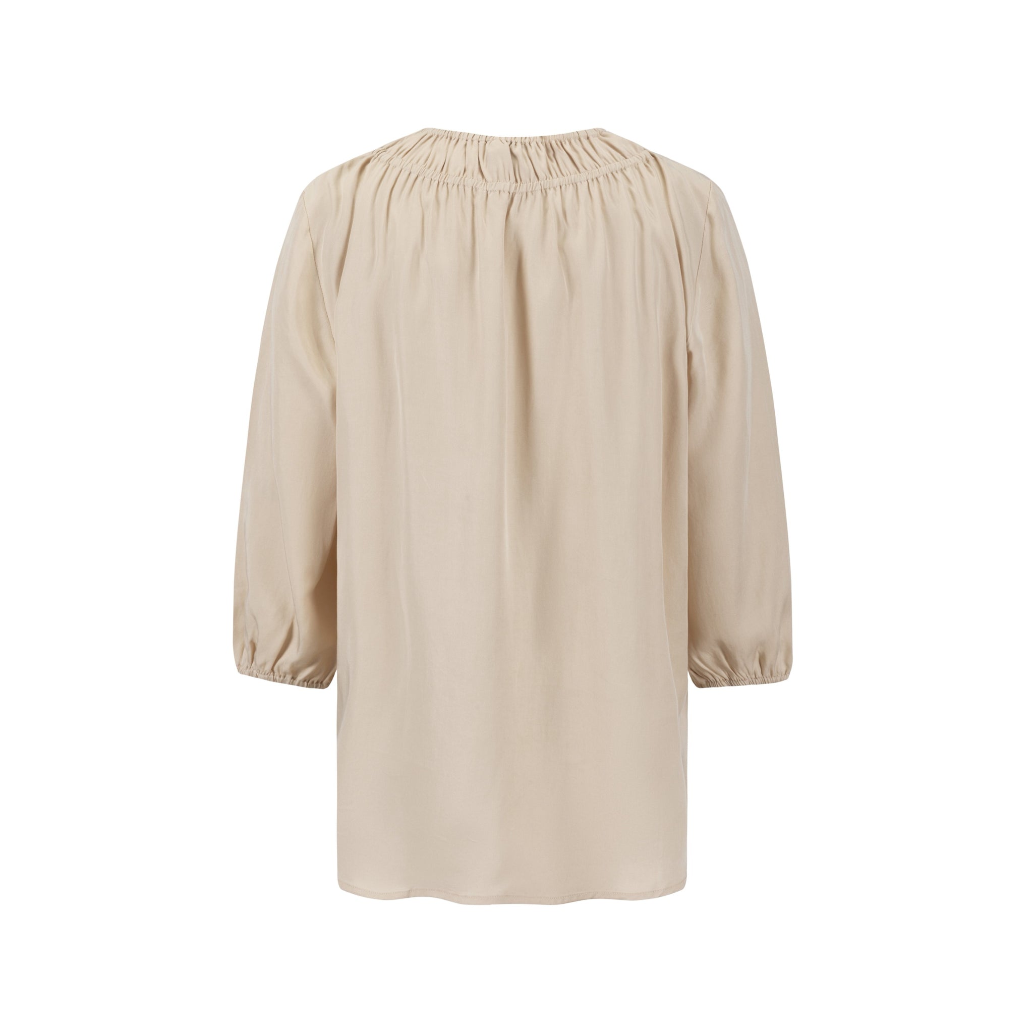 Drawstring Neckline Top- Parchment
