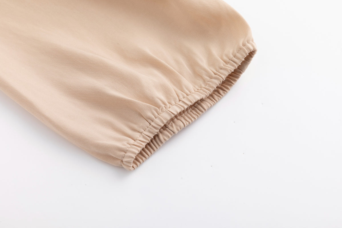 Neck Drawstring Drawstring Neckline Top- Parchment – The Runway Company
