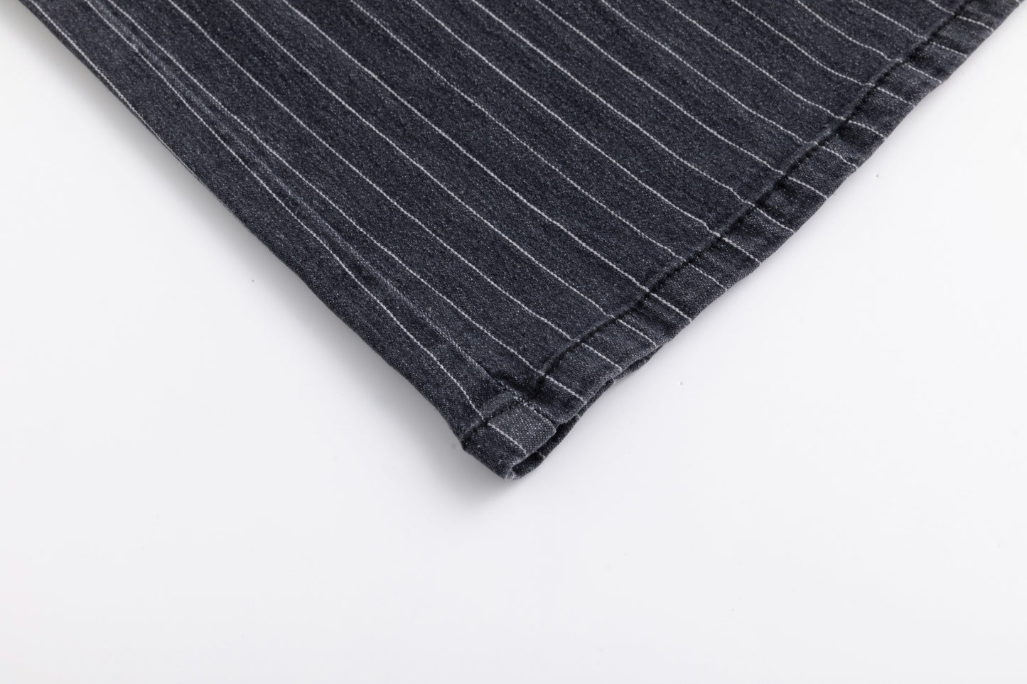 Pinstripe Denim Skirt - Black Denim