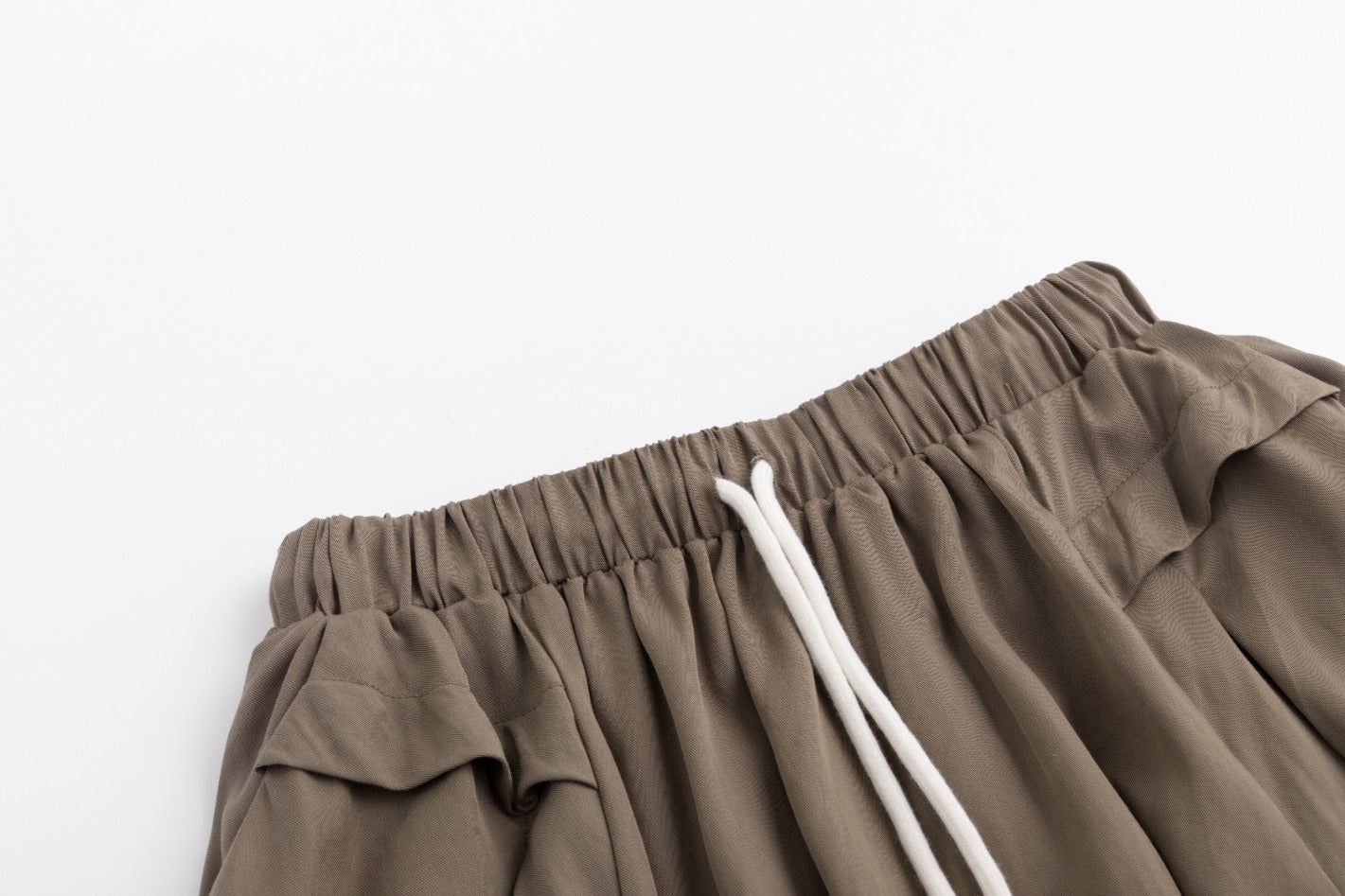 Drawstring Waistband Skirt- Fawn