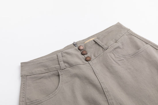 3 Button Denim Skirt- Grey Stone