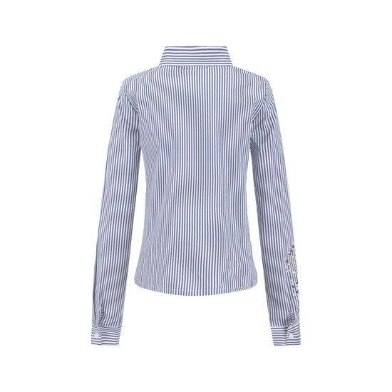 Embellished Pinstripe Blouse - Midnight