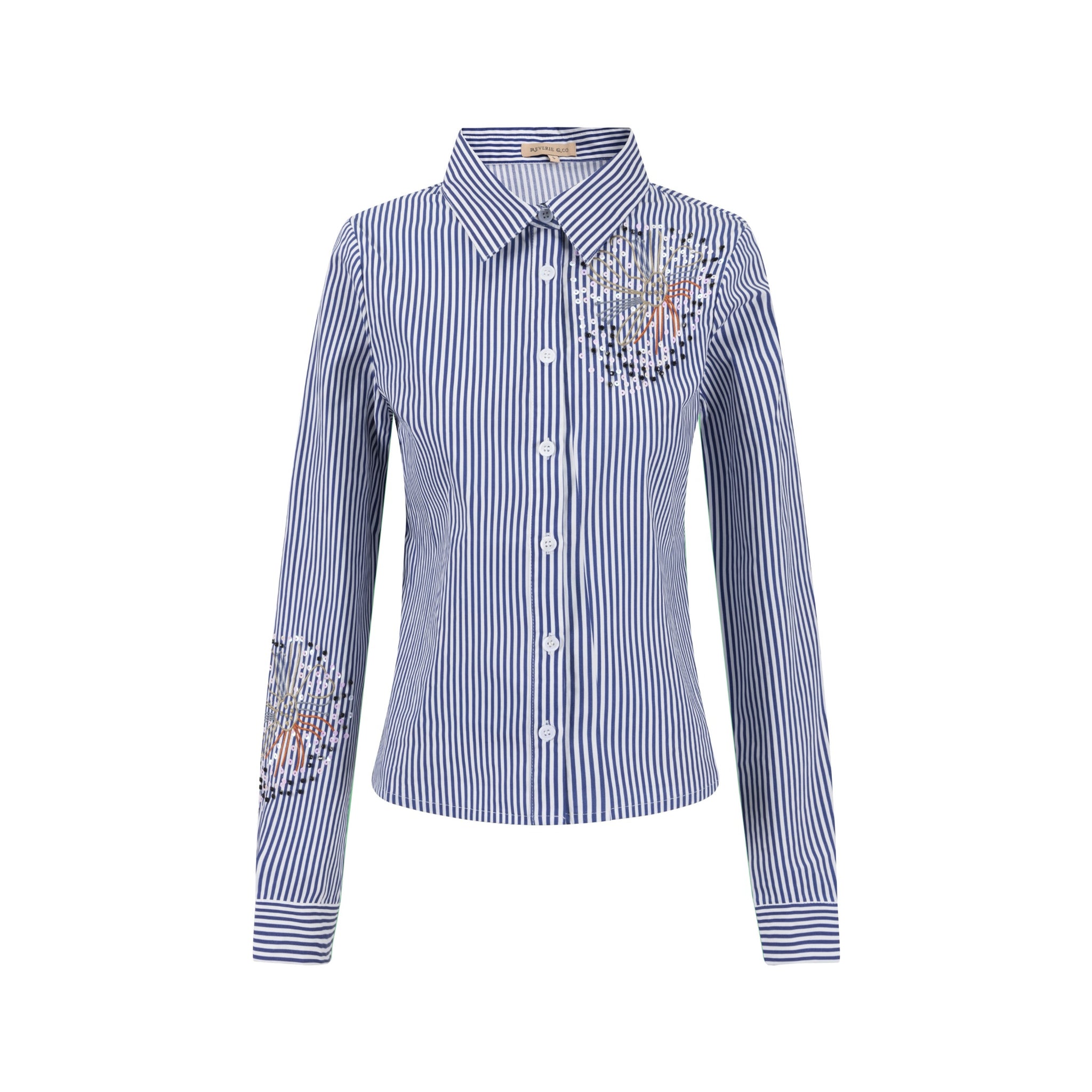 Embellished Pinstripe Blouse - Midnight