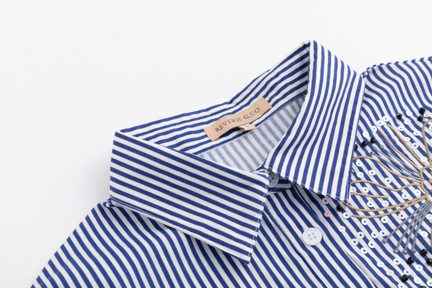 Embellished Pinstripe Blouse - Midnight